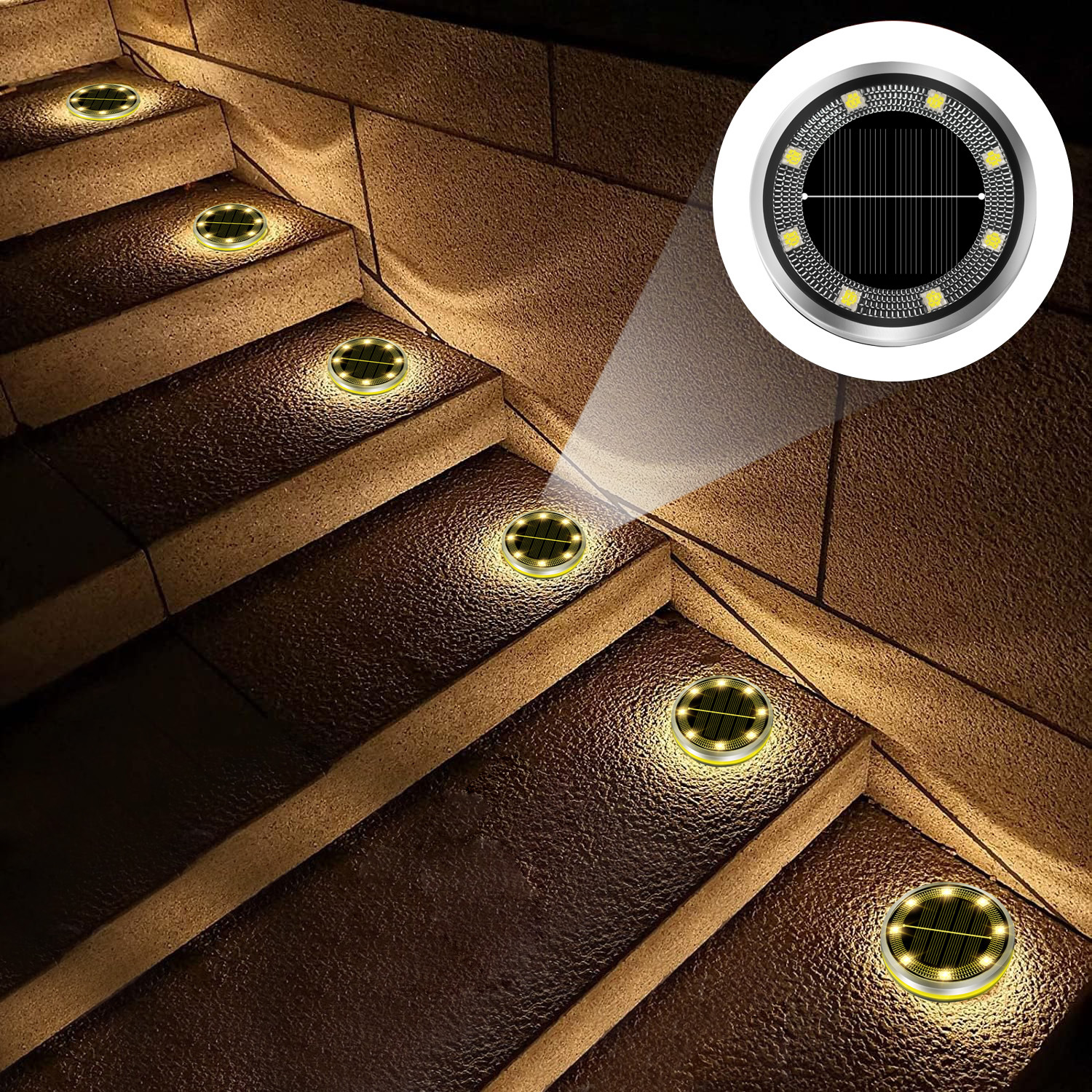 Amazon's 25-year new outdoor solar ground lights, lawn and courtyard stainless steel lawn lights, ground plug lights and wall lights Application Scenario