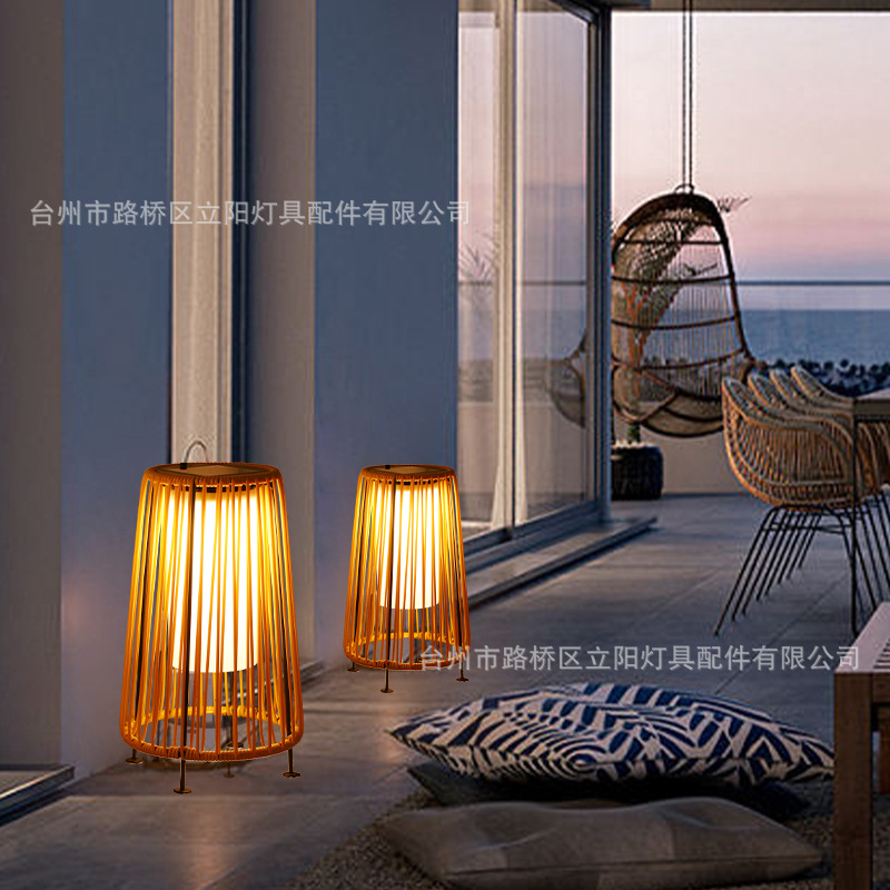Solar-powered ironwork garden lights, outdoor waterproof rattan weaving lights, villa garden atmosphere decorative lights, solar-powered lawn lights details Picture
