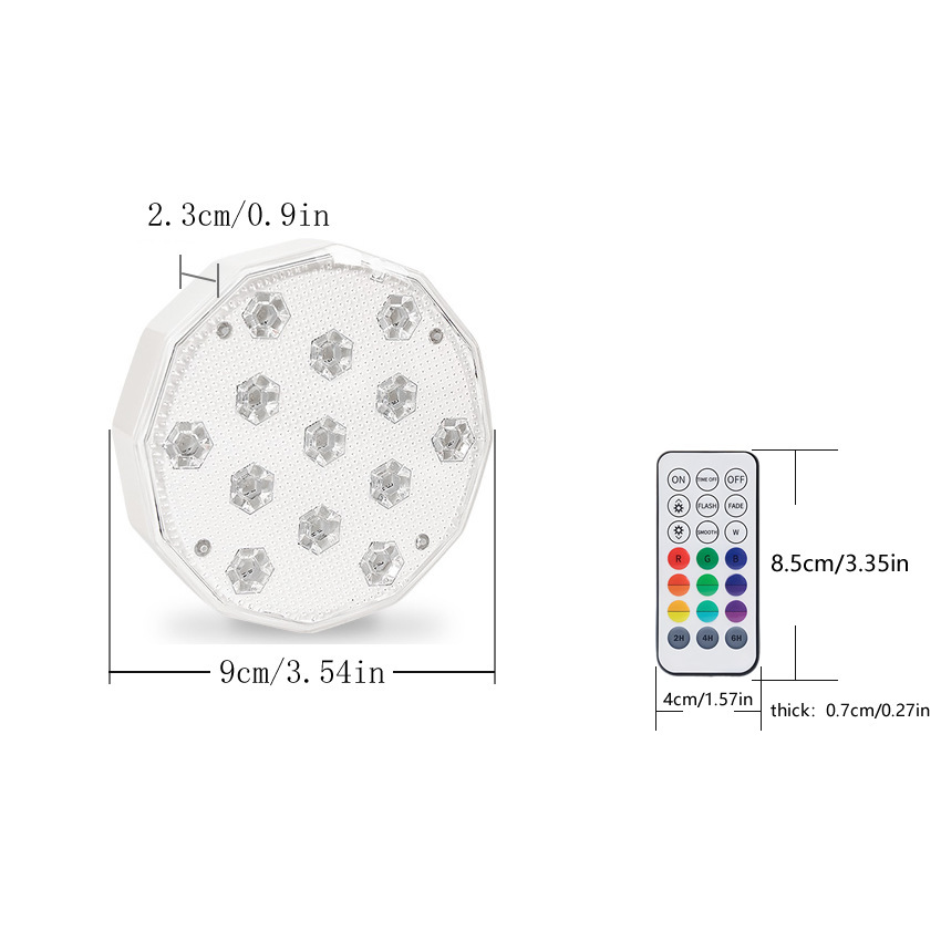 Amazon e-commerce waterproof LED rechargeable underwater swimming pool, aquarium, fish tank light, landscape light, USB remote control diving light Item Picture