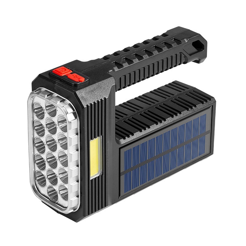 The new Jingxin high-intensity flashlight is a multi-functional ultra-bright portable multi-LED outdoor searchlight that can be charged by solar energy Specification drawing
