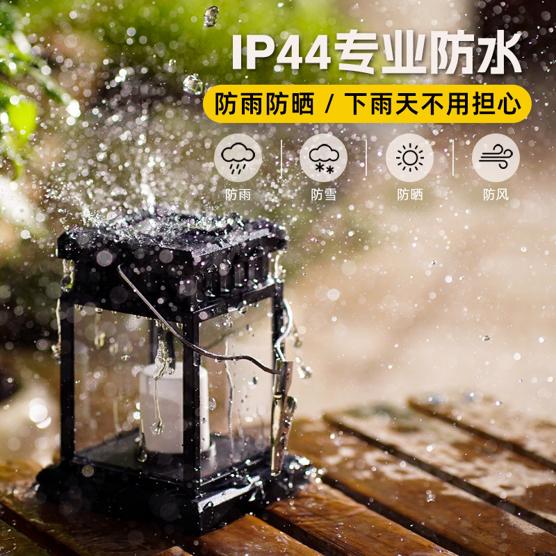 Cross-border solar candle lights, palace lanterns, retro wind lanterns, flashing lanterns, courtyard atmosphere lights, portable night lights details Picture