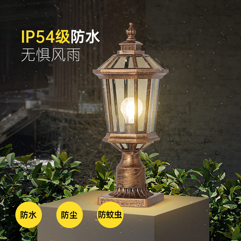 Solar-powered fence lights, outdoor courtyard terrace entrance column lights, outdoor waterproof and simple fence led column head lights details Picture