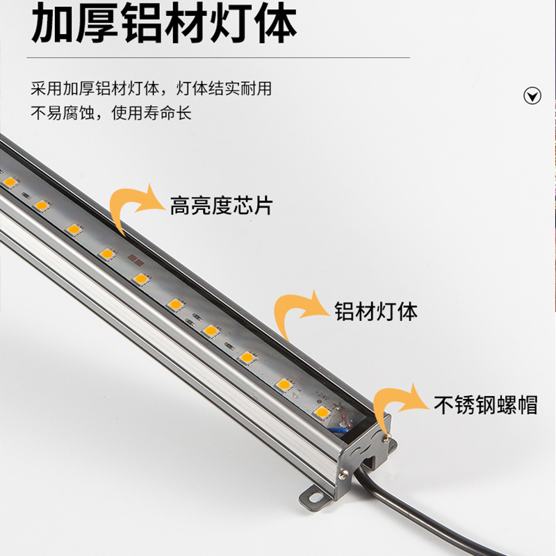 LED wall-washing lights, guardrail pipeline strip lights, storefront beautification, wall lighting, outdoor building lighting, waterproof strip lights details Picture