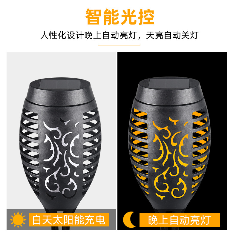 7-color purple and blue mini solar garden flame lamp, outdoor LED torch, garden ground insert lawn landscape lamp details Picture