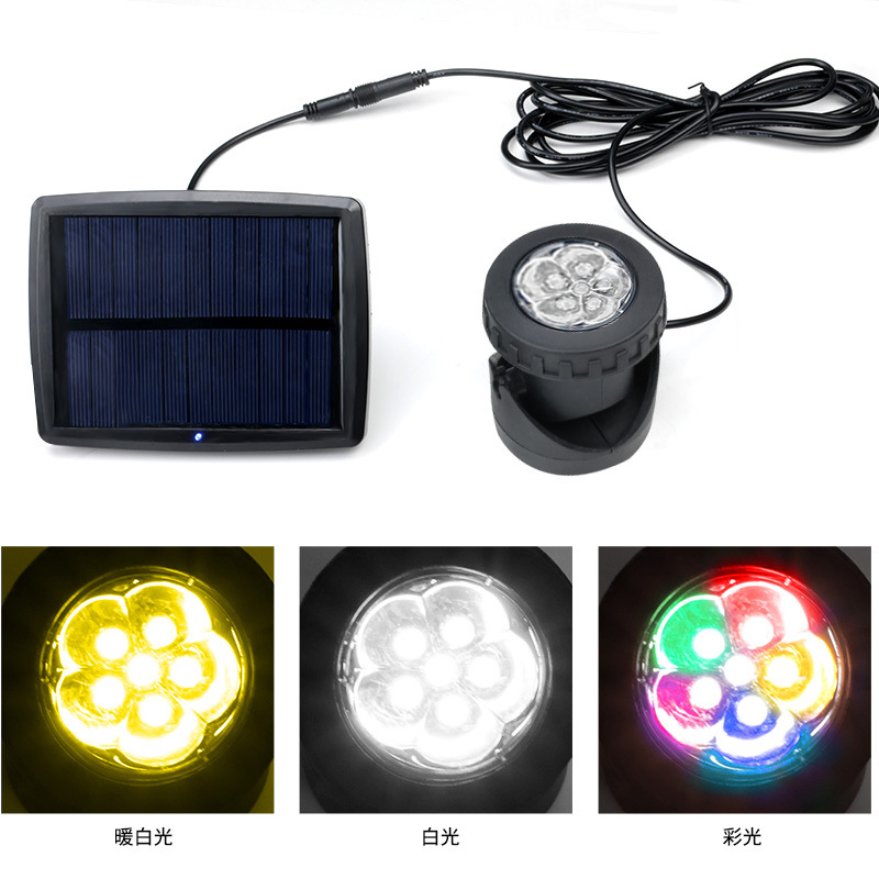 Solar underwater light 6led double three-head underwater pool rockery floodlight waterproof landscape courtyard floodlight full figure