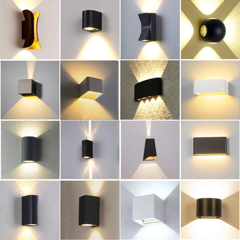 Double-head top and bottom outdoor wall lamps, bedroom, villa corridor wall-washing lamps, Nordic square outdoor waterproof exterior wall lamps details Picture