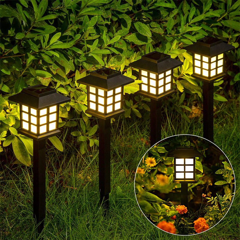 Solar lawn lights, ground insert lights, small palace and small house lights, outdoor garden and courtyard lights, ambient lights, retro landscape lights full figure