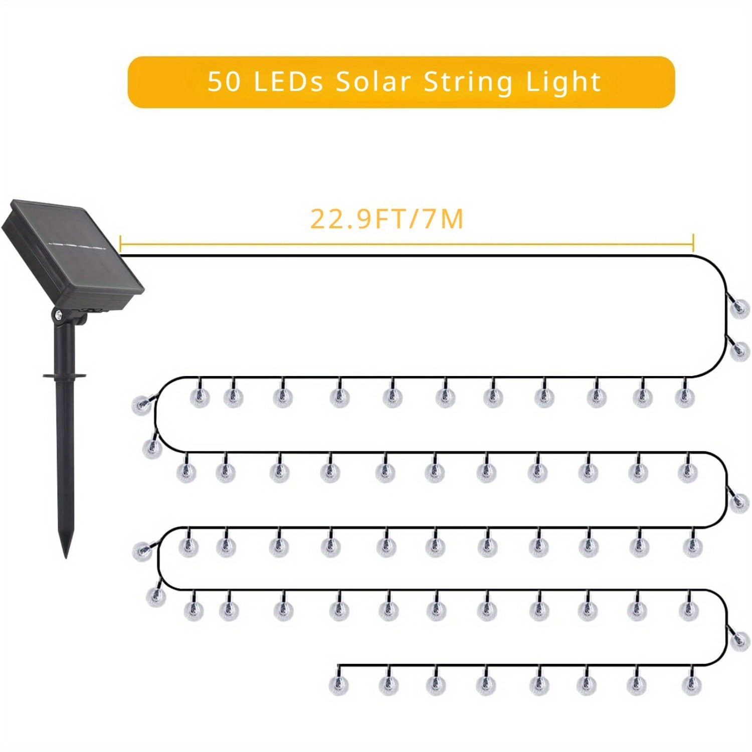 50LED Solar Garden Lights, 8 Mode Indoor/Outdoor Solar Application Scenario
