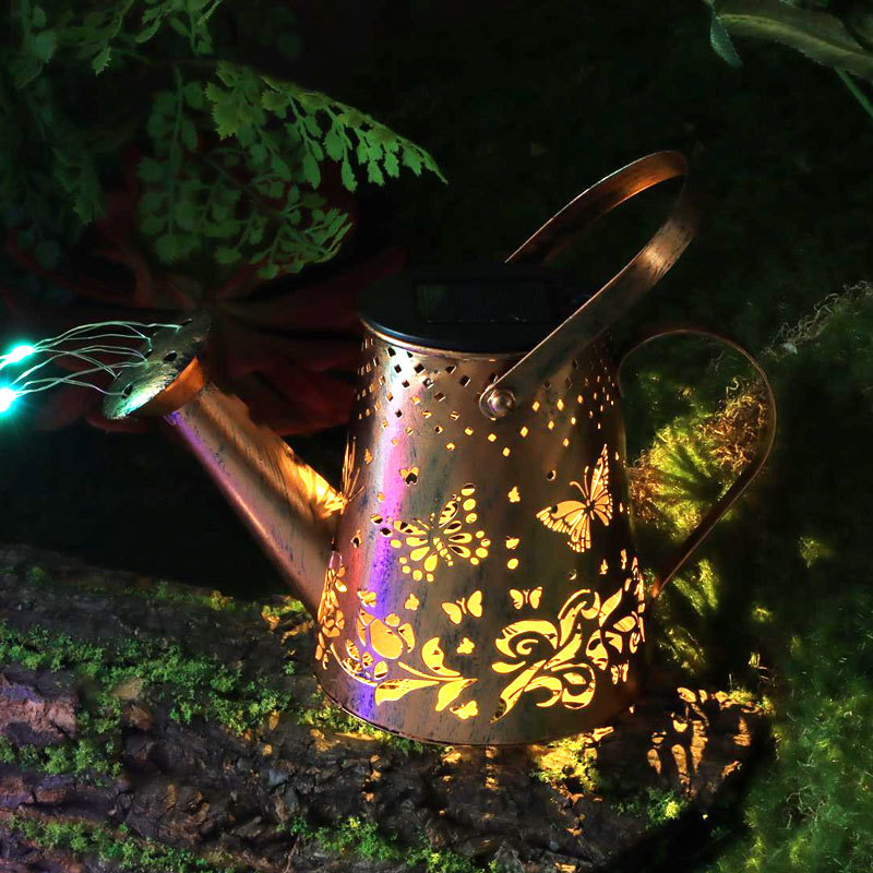 Solar-powered outdoor garden lights, water bottle shower head lights, lawn lights, household floor lamps, decorative ironwork garden landscape lights Application Scenario