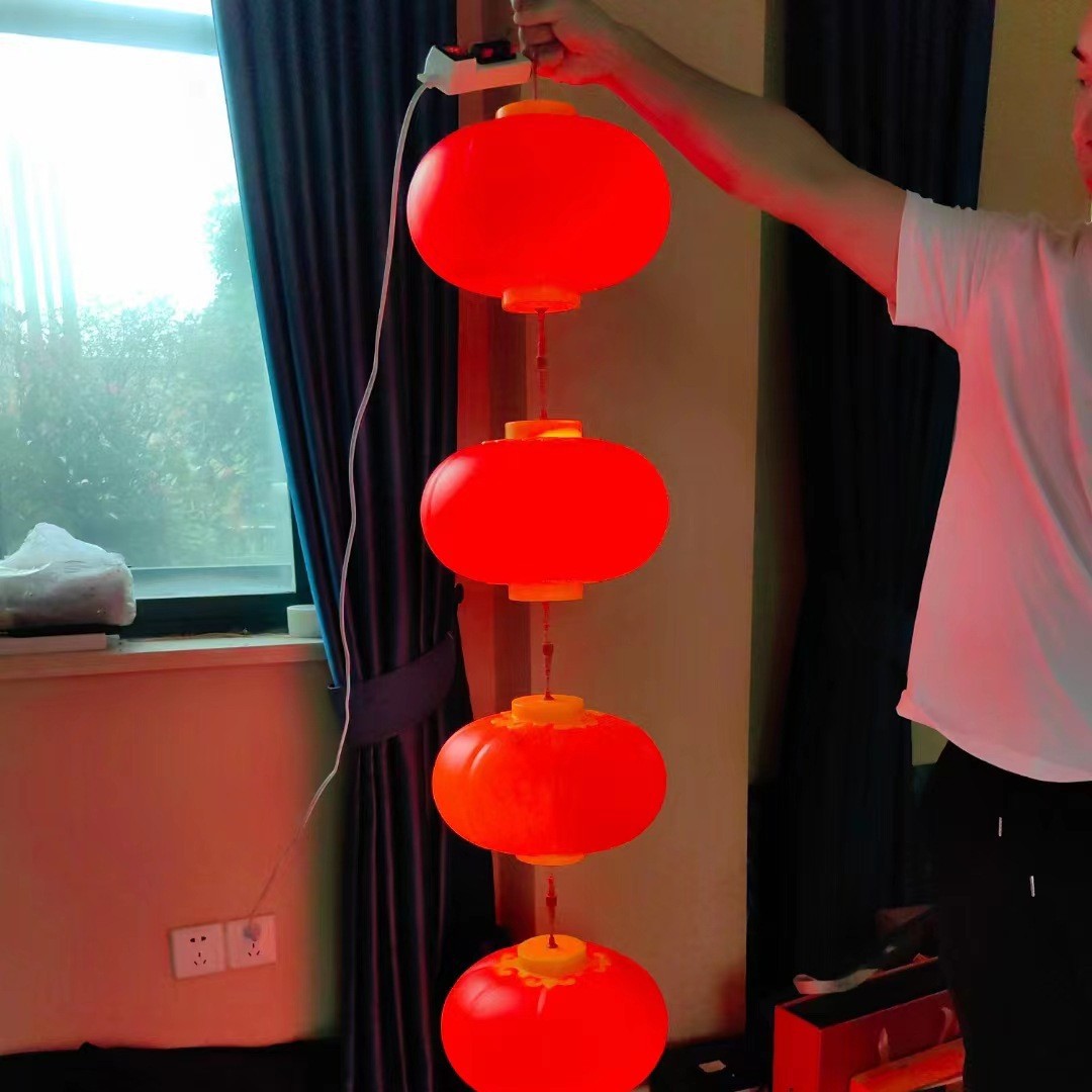 Wholesale of LED acrylic outdoor festival decoration tree hanging lights, sun-resistant street engineering lighting red lantern strings details Picture