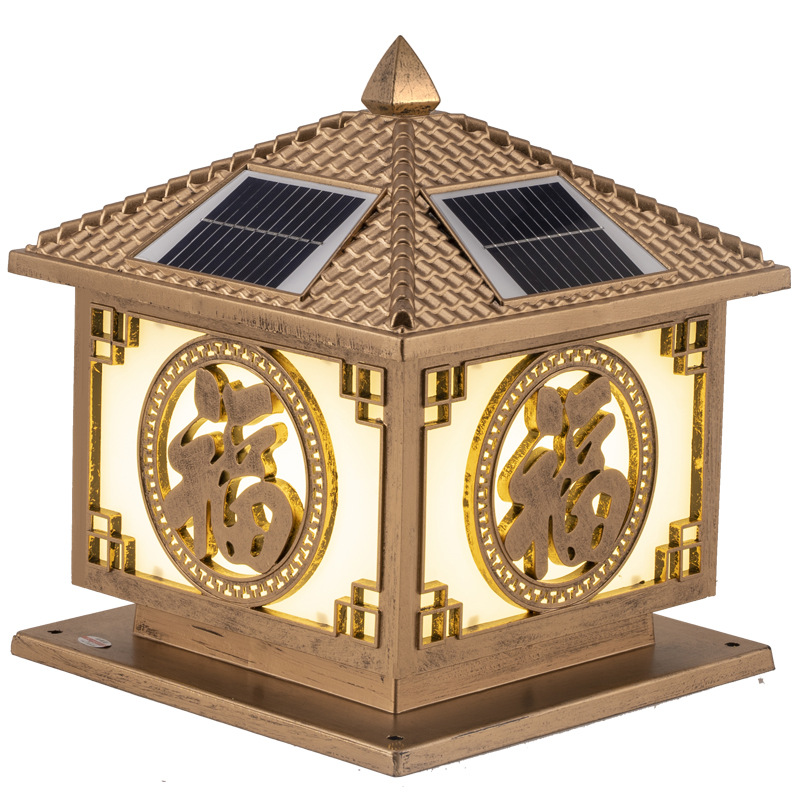 Solar-powered column head lamps, outdoor waterproof garden and courtyard wall column lamps, household villa balcony and main entrance column lamps Item Picture