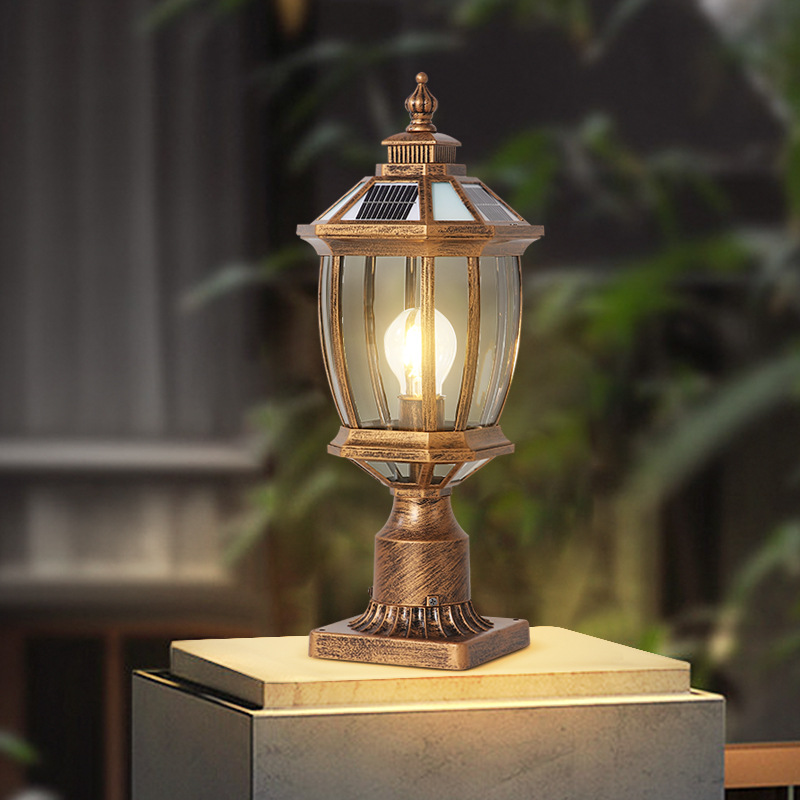 Solar-powered fence lights, outdoor courtyard terrace entrance column lights, outdoor waterproof and simple fence led column head lights Application Scenario