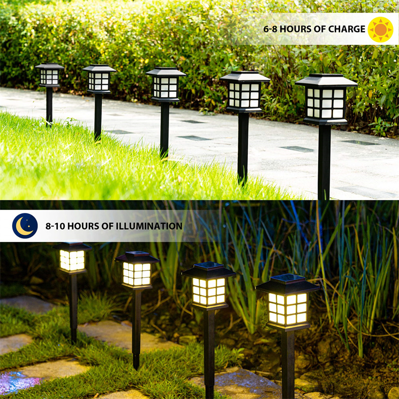 Solar lawn lights, ground insert lights, small palace and small house lights, outdoor garden and courtyard lights, ambient lights, retro landscape lights details Picture