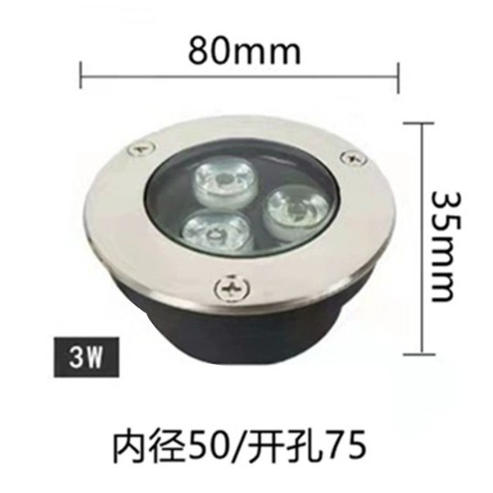 Cross-border exclusive low buried floor light 3W ultra-thin outdoor waterproof buried floor light embedded floor light Square villa floor full figure