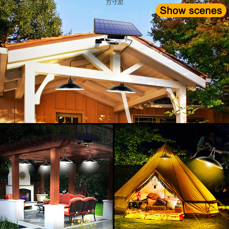 Solar chandeliers, courtyard one-to-two lamps, retro hanging lamps, decorative household lamps, wall lamps, outdoor corridor lamps, wholesale for foreign trade Specification drawing
