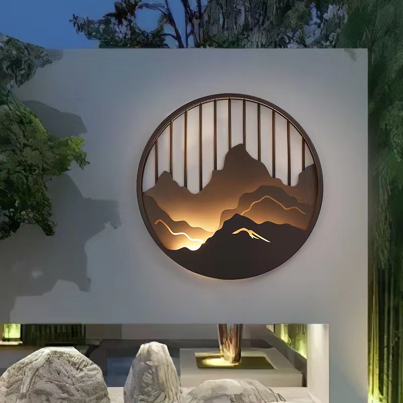 New Chinese-style outdoor waterproof wall lamps, courtyard balcony corridor lamps, villa foyer lamps, garden exterior wall landscape wall lamps full figure