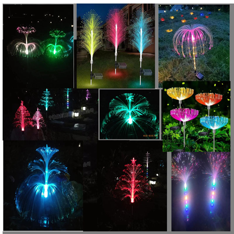 Solar optical fiber 1-layer, 2-layer, 3-layer, 5-layer jellyfish lights, reed jellyfish lights, dandelion lawn ground insert lights, landscape lights full figure