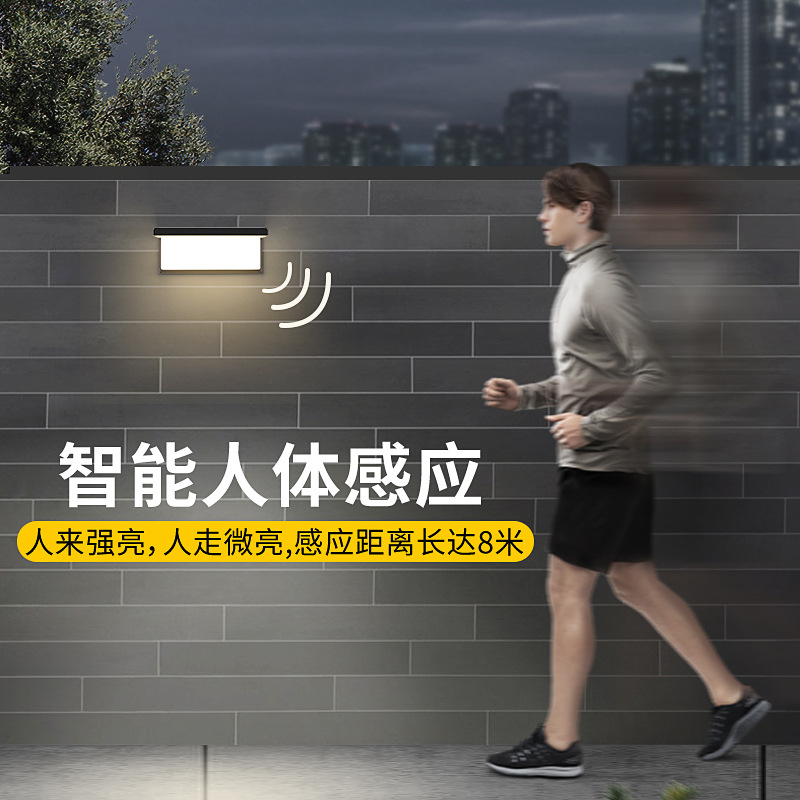 Induction light, garden light, perforated outdoor wall lamp, charging outdoor waterproof, new wired wall lamp, solar energy, no need Application Scenario