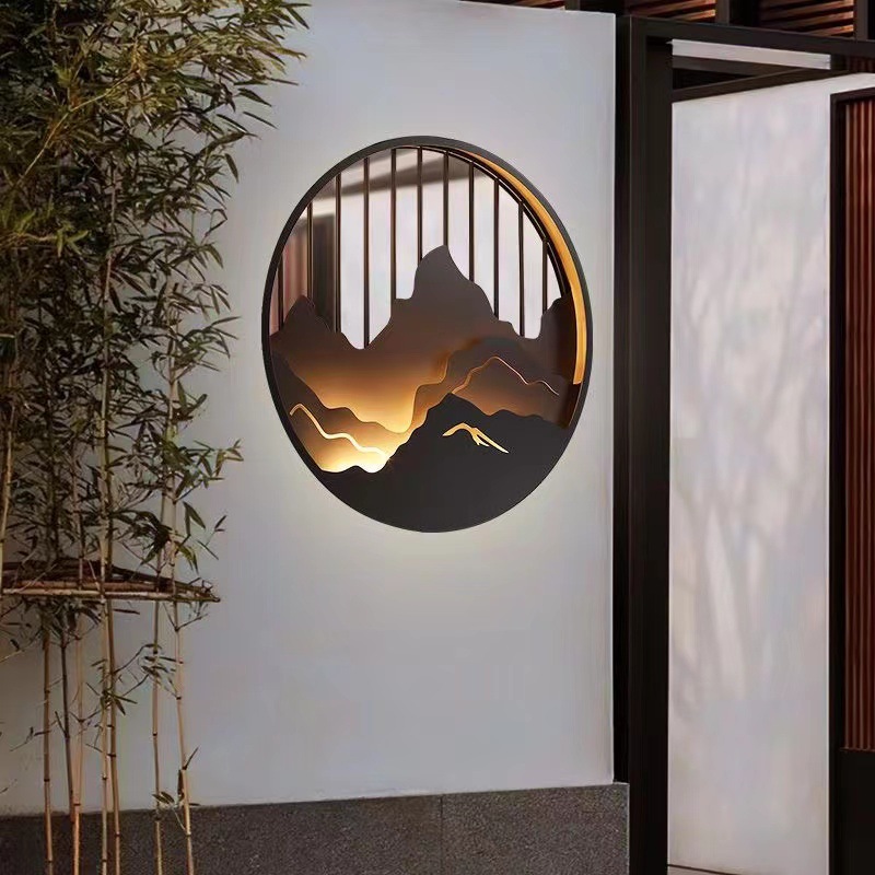 New Chinese-style outdoor waterproof wall lamps, courtyard balcony corridor lamps, villa foyer lamps, garden exterior wall landscape wall lamps Specification drawing