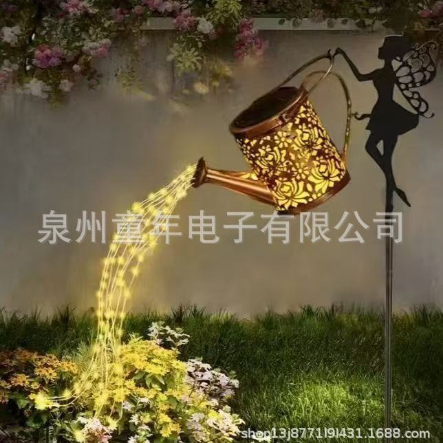 In-stock Amazon best-selling solar water bottle lamp, outdoor courtyard decoration lawn lamp, flower landscape lamp, hollowed-out projection Specification drawing
