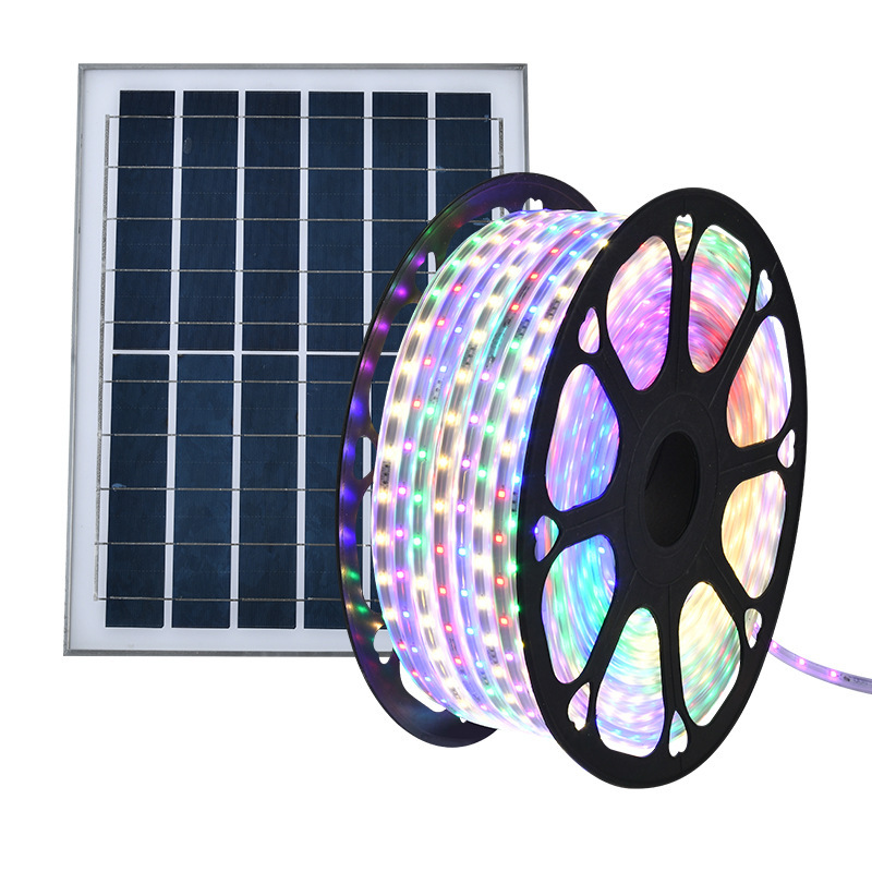 Cross-border solar outdoor lights, courtyard atmosphere lights, street decoration, dimmable, long-lasting RGB seven-color lights Item Picture