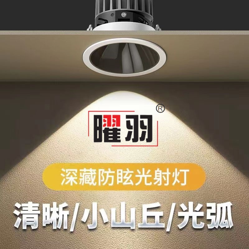 Deeply hidden anti-glare cob small hill spotlights, ceiling lights, home living room wall-washing lights, embedded led ceiling downlights details Picture
