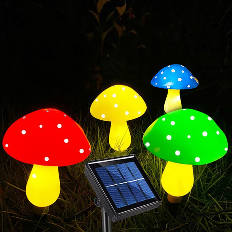 Wholesale of new cross-border solar mushroom LED light strings, outdoor garden and courtyard Christmas and festival decorative lights, and colored lights full figure