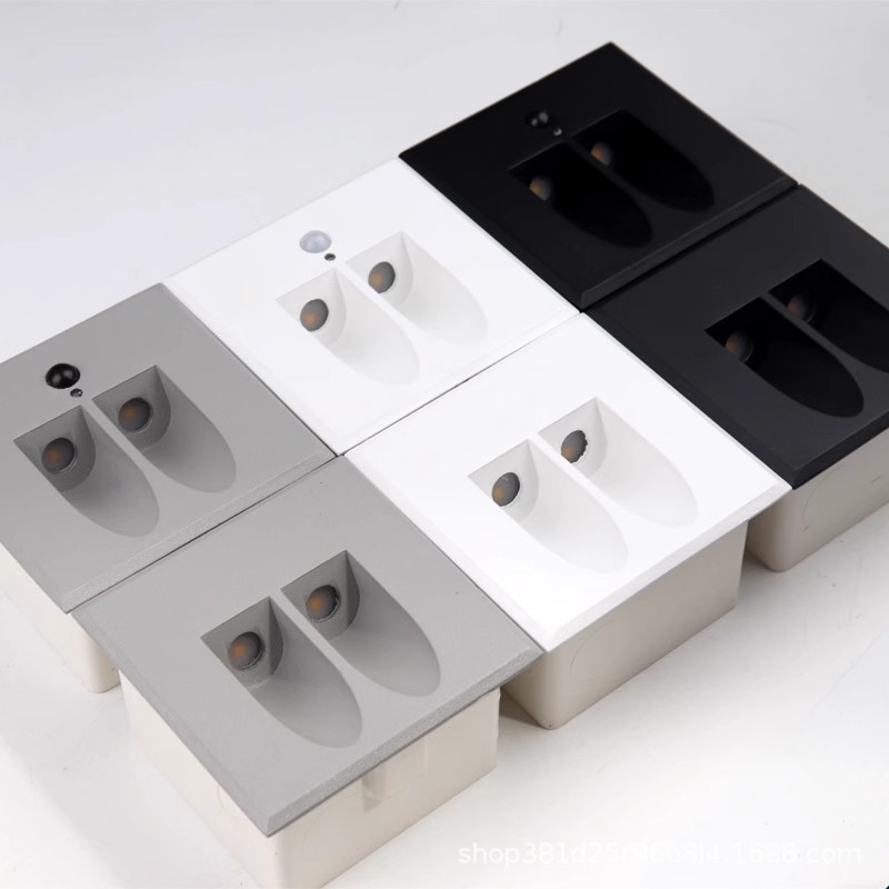 Wholesale aluminum outdoor waterproof LED square double light outlet type sensor floor lamps, skirting lamps and corner lamps for foreign trade Specification drawing