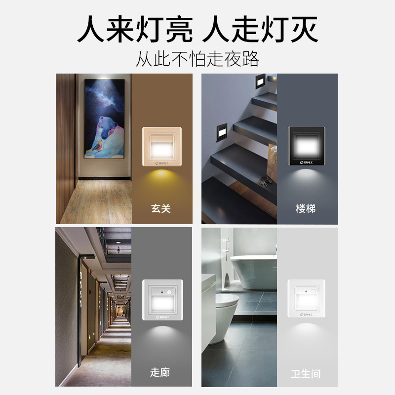 TEP86 type embedded led night light, corridor staircase step light, household infrared human body sensor floor light details Picture