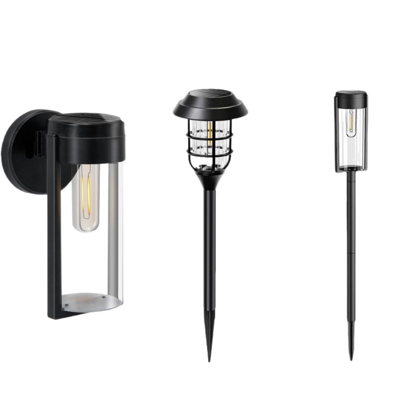New solar circular tungsten filament lamps, ground socket lamps, outdoor lawn lamps, wall-mounted lamps, courtyard decorative lamps and ambient lamps Item Picture