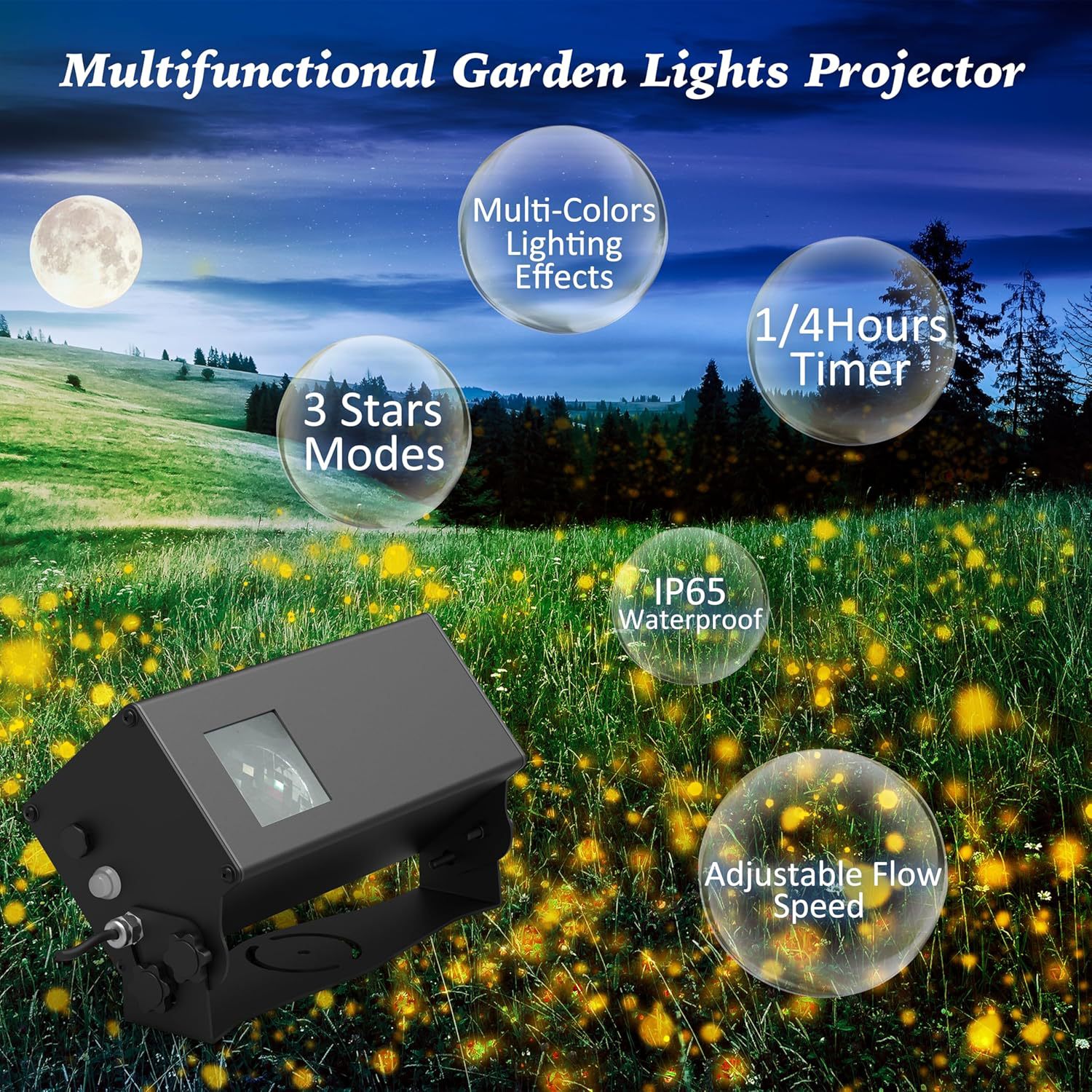 Dynamic firefly starry sky laser projection light, outdoor atmosphere light, scenic area park lawn lighting, waterproof laser light details Picture
