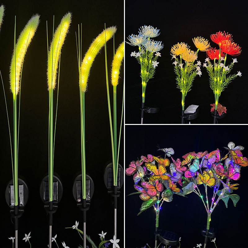 Solar-powered Red spider lily ground insert lights, cross-border best-selling outdoor waterproof decorative lights, lawn and courtyard atmosphere simulation flower lights full figure