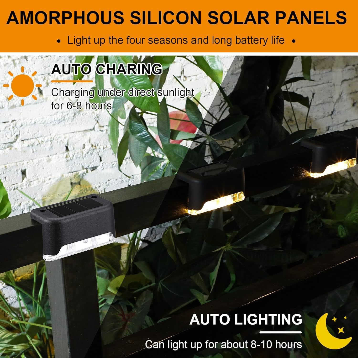 Solar step lights, outdoor fence lights, seven-shaped lights, waterproof staircase lights, courtyard railing lights, solar step lights Application Scenario