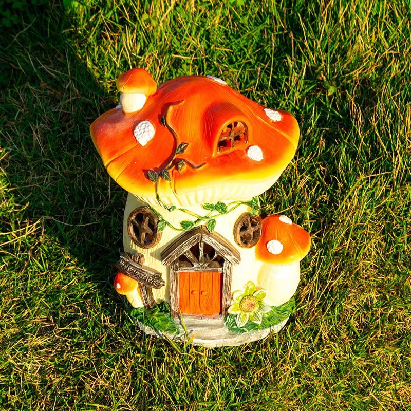 Amazon outdoor solar micro-landscape decoration, cute mushroom resin craft ornaments, garden house ornaments Application Scenario