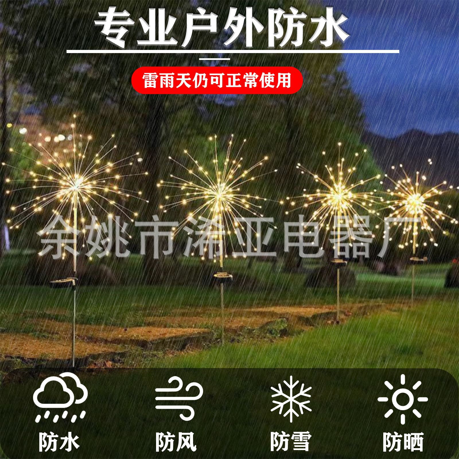 Cross-border solar lights, outdoor garden lights, fireworks lights, string lights, lawn lights, night lights, ground insert lights, Christmas lights Application Scenario