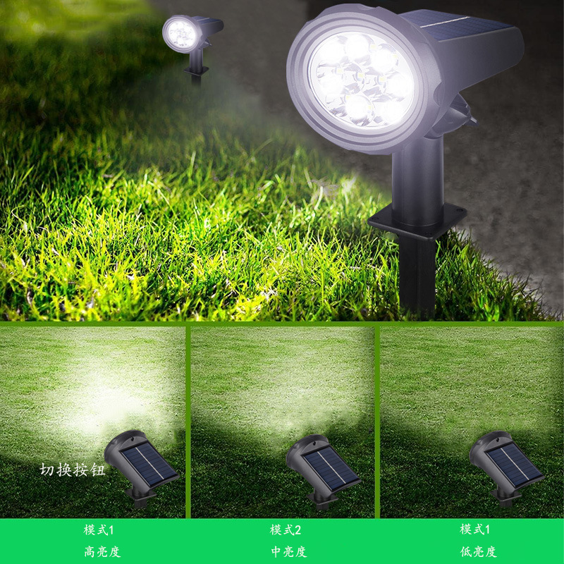 Solar spotlights, outdoor garden ground insert lights, courtyard decorative lights, solar lawn lights, led waterproof tree spotlights Specification drawing
