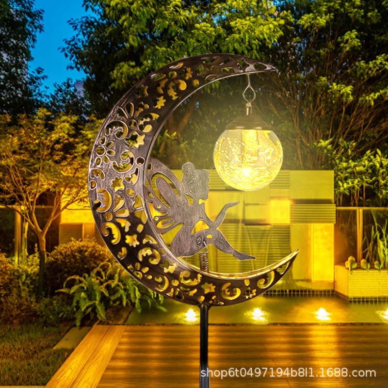 Cross-border bestsellers: Fairy solar moon lamp, ground plug lamp, lawn lamp, outdoor courtyard garden solar decorative lamp full figure