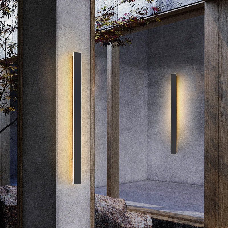 Led wall lamp, outdoor waterproof long strip wall lamp, corridor and passage lighting environment background, simple strip wall lamp BD63 full figure