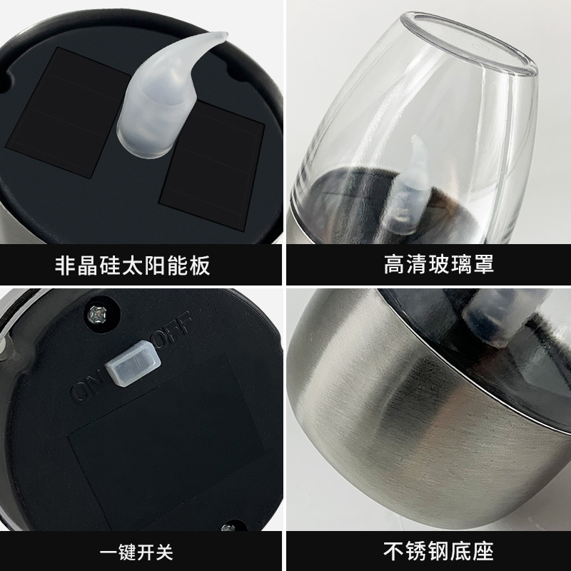 Cross-border solar lights, outdoor courtyard LED stainless steel candle lights, lawn deck night lights, Halloween lights Application Scenario