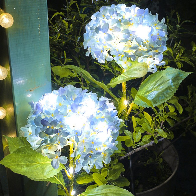 Step into solar outdoor courtyard lights, lawn firefly LED ground insertion artificial flowers, villa decoration hydrangea lights Specification drawing