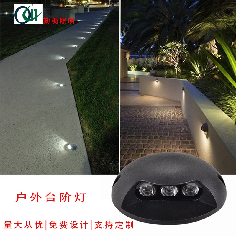 Outdoor waterproof walkway light, transparent walkway light, led turtle-back courtyard corridor spotlight, rgb exposed step light, DMX5 details Picture