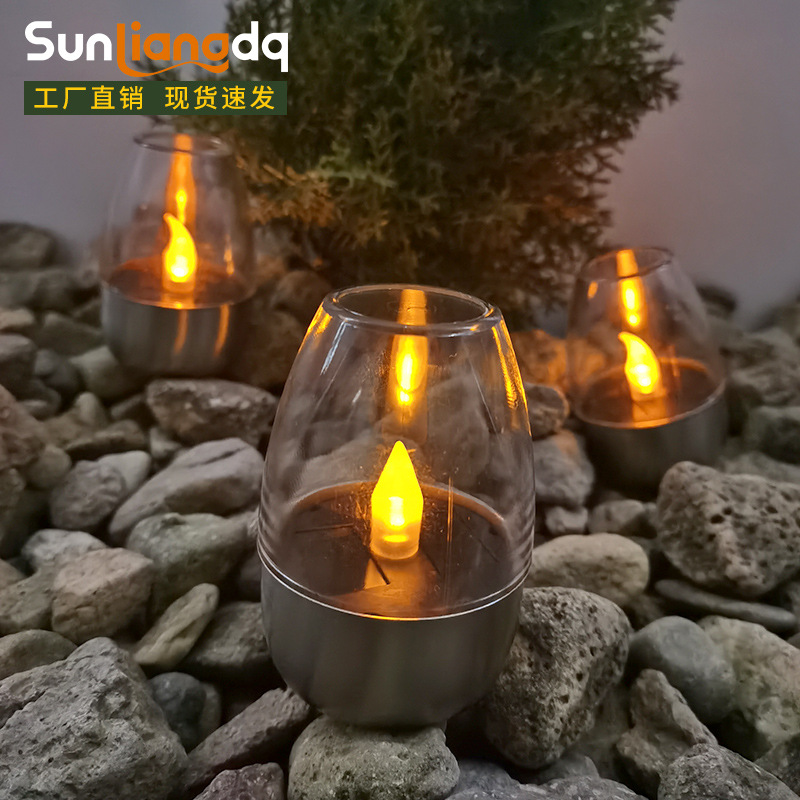 Cross-border solar lights, outdoor courtyard LED stainless steel candle lights, lawn deck night lights, Halloween lights details Picture