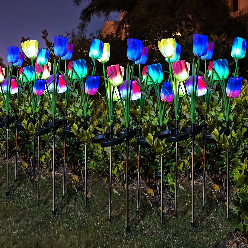 Cross-border new solar tulip flower lamp, simulation ground lamp, LED garden courtyard lamp, lawn outdoor waterproof Application Scenario