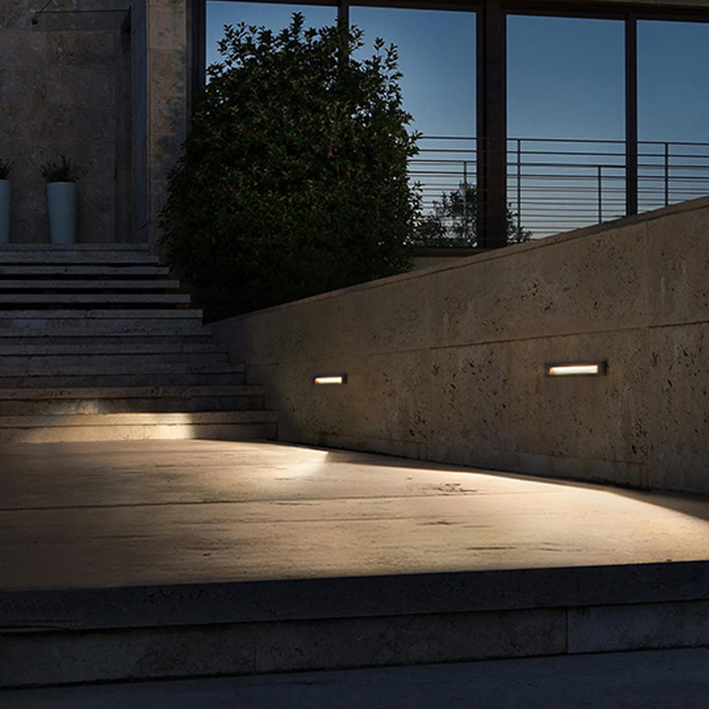 Outdoor waterproof embedded horizontal floor lights, villa step treads, corridor corner lights, outdoor staircase sensor lights Application Scenario