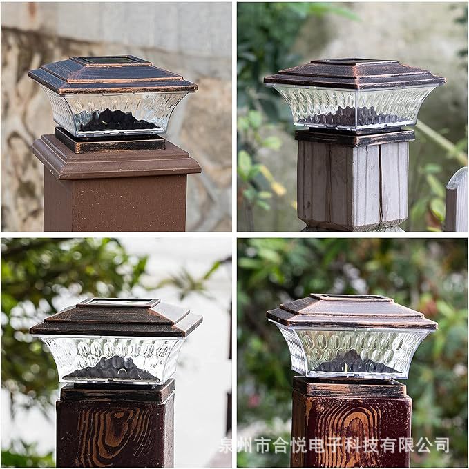 Waterproof solar courtyard column light, square style fence gate column light, dual-color temperature column head light, Chinese retro cross-border Application Scenario