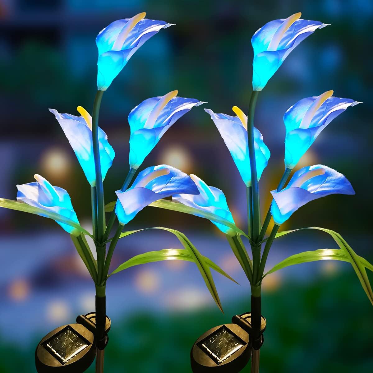 Cross-border best-selling solar 5-head calla lily flower lights, LED outdoor ground plug lawn lights, park and courtyard landscape lights full figure