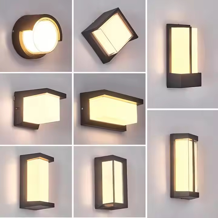 Outdoor wall lamp smart light control human body sensor led wall lamp, Amazon simple style solar waterproof wall lamp full figure