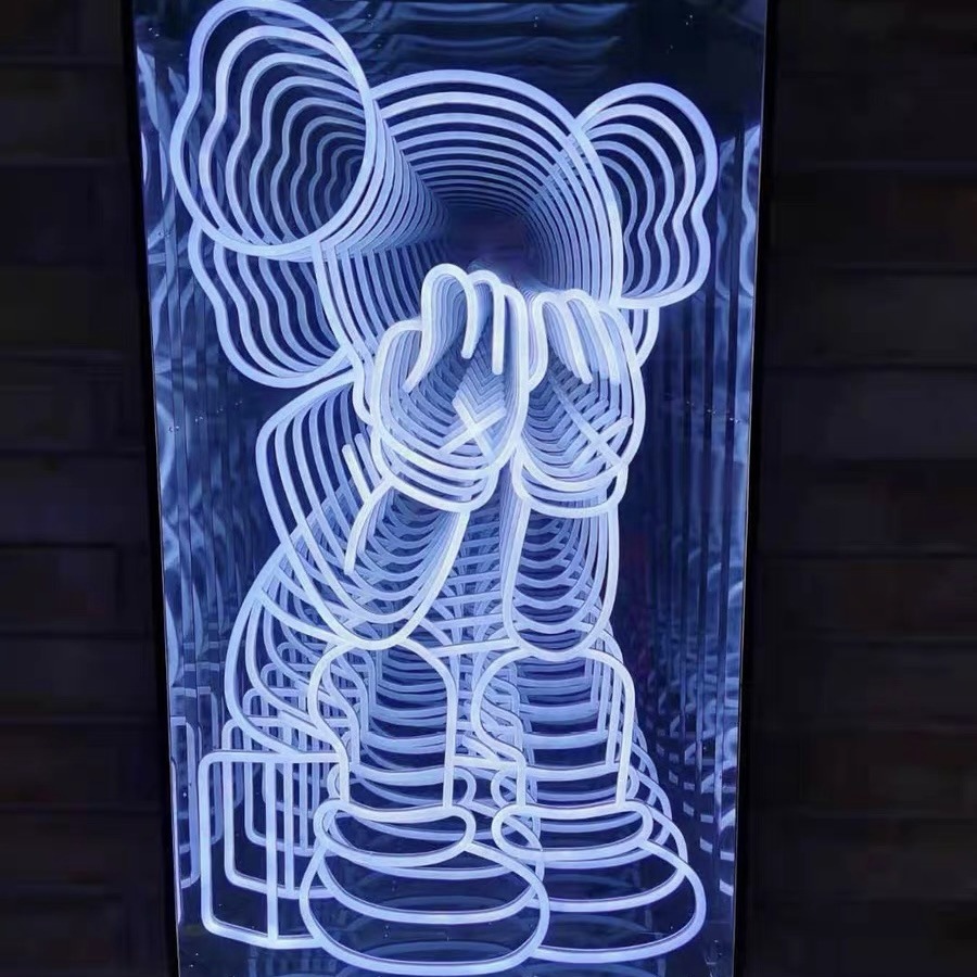 Holographic 3D dancing multi-layer mirror floor tile light, led illuminated stage light, iridescent abyss mirror, magnetic attraction abyss floor light Specification drawing