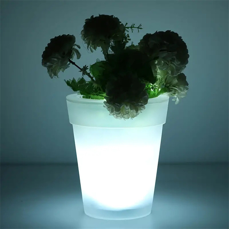 Outdoor solar-powered flowerpot lights, courtyard round pot decorative lights, potted plant road lawn garden landscape lights full figure