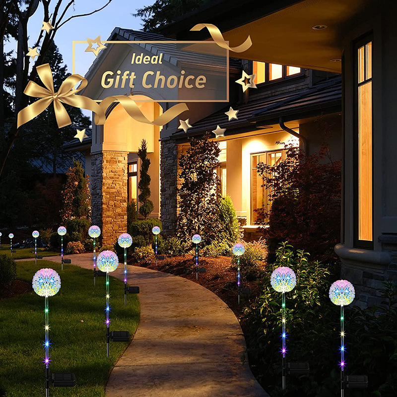 Cross-border exclusive outdoor garden decoration ground plug led solar onion flower lamp dandelion solar lawn lamp Item Picture